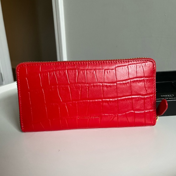 NWT Osprey Crock Red Leather Zip Around Wallet - Picture 3 of 13